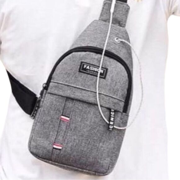 Gray Chest Crossbody Shoulder Sling Bag - Picture 1 of 10
